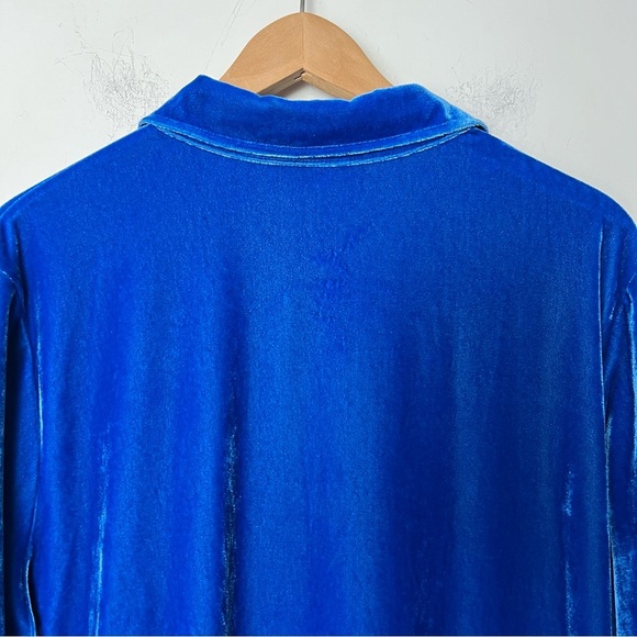 Soft Surroundings Royal Blue Rich Velvet Boyfriend Button Up Shirt XL Classic - Picture 9 of 10